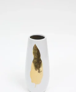 Inspire Me! Home Decor White Ceramic Vase With Gold Leaf Design (3 Sizes) 19 Inspire Me! Home Decor White Ceramic Vase With Gold Leaf Design (3 Sizes)