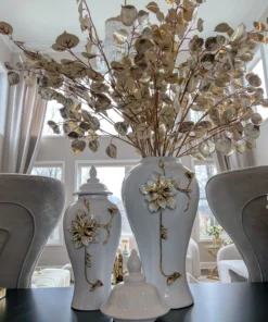 Inspire Me! Home Decor White And Gold Flower Ginger Jar (3 Sizes) 11 Inspire Me! Home Decor White And Gold Flower Ginger Jar (3 Sizes)