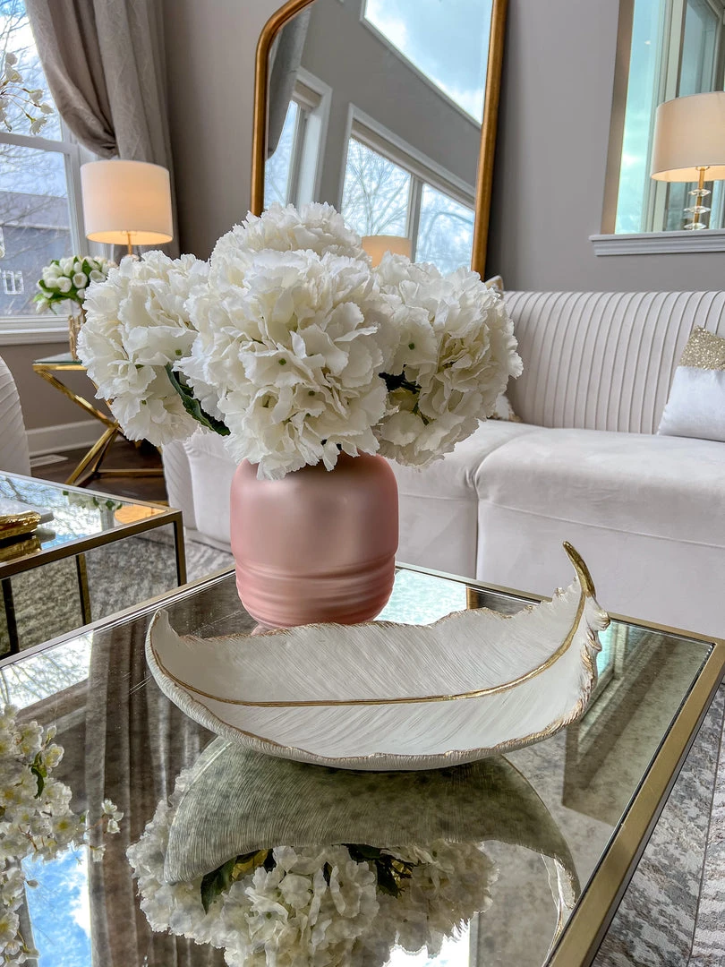 Inspire Me! Home Decor White And Gold Feather Decorative Bowl 6 Inspire Me! Home Decor White And Gold Feather Decorative Bowl