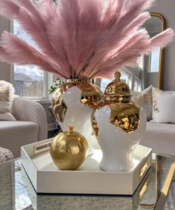 Inspire Me! Home Decor Gold Geometric White And Gold Ginger Jar (3 Sizes) 16 Inspire Me! Home Decor Gold Geometric White And Gold Ginger Jar (3 Sizes)