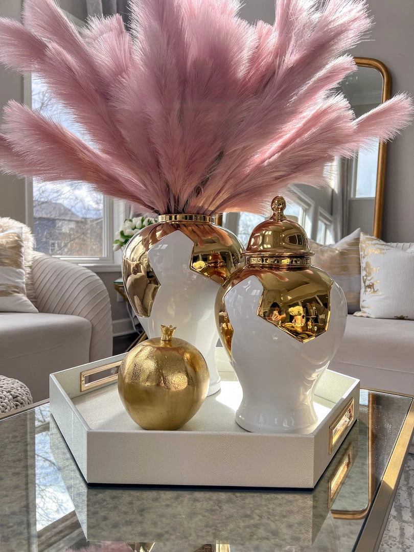 Inspire Me! Home Decor Gold Geometric White And Gold Ginger Jar (3 Sizes) 8 Inspire Me! Home Decor Gold Geometric White And Gold Ginger Jar (3 Sizes)