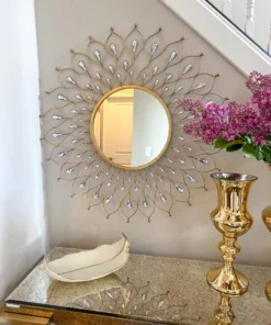 Inspire Me! Home Decor Golden Jeweled Sunburst MIrror