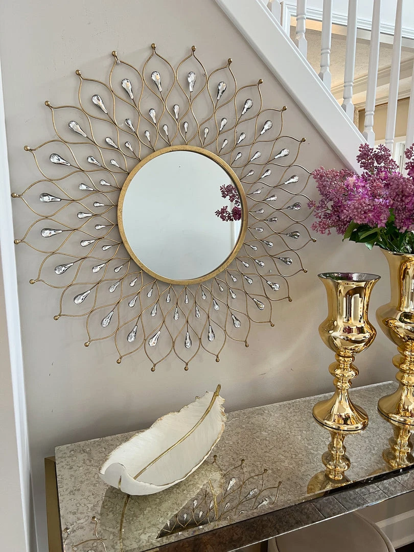 Inspire Me! Home Decor Golden Jeweled Sunburst MIrror 6 Inspire Me! Home Decor Golden Jeweled Sunburst MIrror