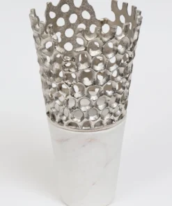 Inspire Me! Home Decor Textured Design Vase With White Marble Base (2 Colors)