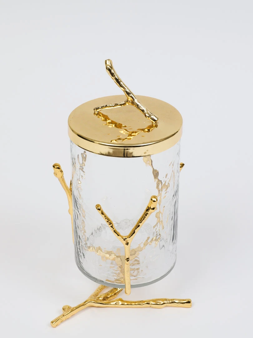 Inspire Me! Home Decor Glass Canister With Gold Metal Branch Design (3 Sizes) 6 Inspire Me! Home Decor Glass Canister With Gold Metal Branch Design (3 Sizes)