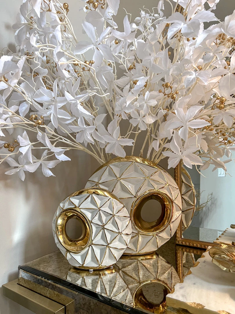 Inspire Me! Home Decor White Porcelain Geometrical Design Vase With Cut Out (2 Sizes) 5 Inspire Me! Home Decor White Porcelain Geometrical Design Vase With Cut Out (2 Sizes)