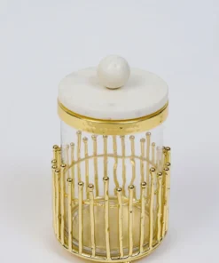 Inspire Me! Home Decor Glass Canisters With Gold Linear Details (3 Sizes) 16 Inspire Me! Home Decor Glass Canisters With Gold Linear Details (3 Sizes)