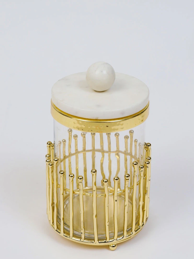 Inspire Me! Home Decor Glass Canisters With Gold Linear Details (3 Sizes) 9 Inspire Me! Home Decor Glass Canisters With Gold Linear Details (3 Sizes)