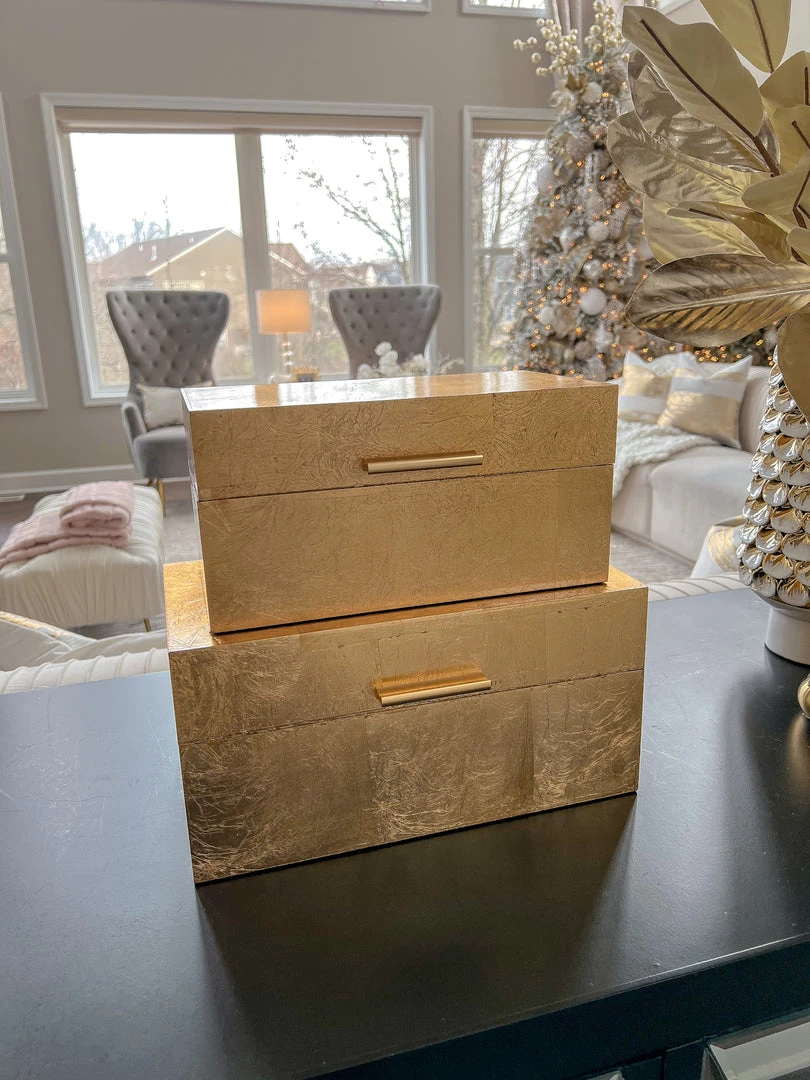 Inspire Me! Home Decor Gold Decorative Boxes (Set Of 2) 3 Inspire Me! Home Decor Gold Decorative Boxes (Set Of 2)