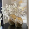 Inspire Me! Home Decor Round Textured Ceramic Gold Vase With White Flower Design (2 Sizes) 1 Inspire Me! Home Decor Round Textured Ceramic Gold Vase With White Flower Design (2 Sizes)