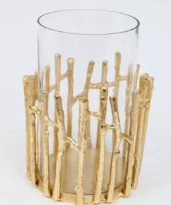 Inspire Me! Home Decor Glass Hurricane/Faux Floral Vase With Gold Twig Design (3 Sizes) 21 Inspire Me! Home Decor Glass Hurricane/Faux Floral Vase With Gold Twig Design (3 Sizes)