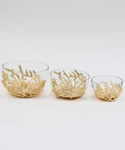 Inspire Me! Home Decor Bowls With Gold Textured Design (3 Sizes)