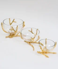 Inspire Me! Home Decor Bowls With Gold Branch Design (3 Sizes)