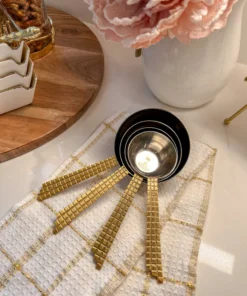 Inspire Me! Home Decor Measuring Cups With Mosaic Design Gold Handle