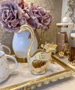 Inspire Me! Home Decor Swan Spoon Holder With 6 Tea Spoons (2 Colors)