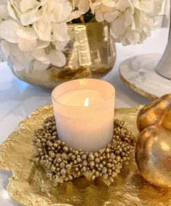Inspire Me! Home Decor Gold Beaded Candle Wreath