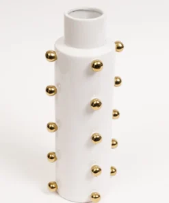 Inspire Me! Home Decor White Ceramic Studded Vase (3 Sizes)