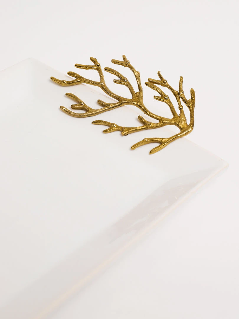 Inspire Me! Home Decor White Ceramic Tray With Gold Textured Design Handles " From Pops Of Color Home Collection" 6 Inspire Me! Home Decor White Ceramic Tray With Gold Textured Design Handles " From Pops Of Color Home Collection"