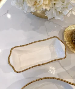 Inspire Me! Home Decor Gold And White Beaded Loaf Baking Dish 7 Inspire Me! Home Decor Gold And White Beaded Loaf Baking Dish
