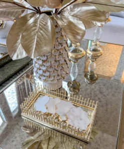 Inspire Me! Home Decor Coaster Tray With Gold Linear Design