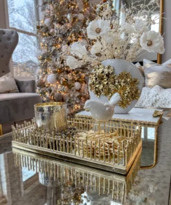 Inspire Me! Home Decor Mirrored Tray With Gold Linear Design