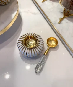 Inspire Me! Home Decor Gold & White Round Detailed Spoon Rest/Tea Light Holder
