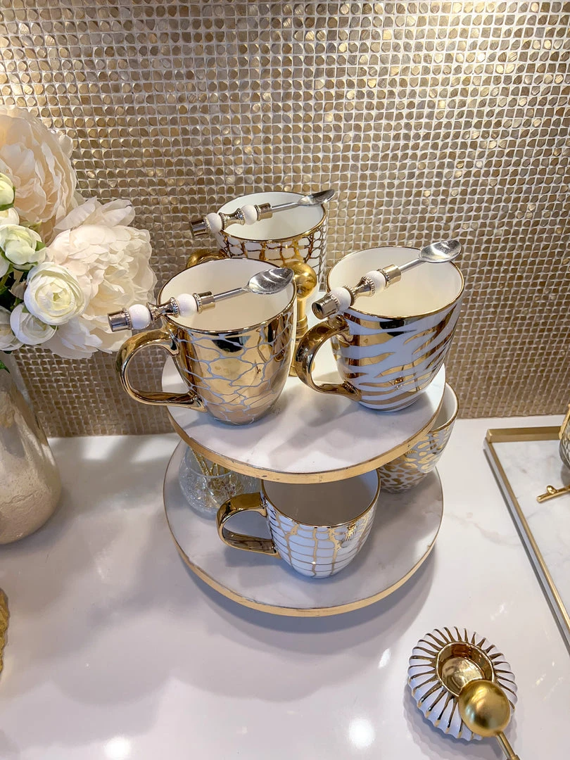 Inspire Me! Home Decor Marble Two Tier Cake Stand With Gold Detail 3 Inspire Me! Home Decor Marble Two Tier Cake Stand With Gold Detail