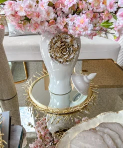 Inspire Me! Home Decor White Ginger Jar With Large Gold Flower Detail (3 Sizes) 15 Inspire Me! Home Decor White Ginger Jar With Large Gold Flower Detail (3 Sizes)