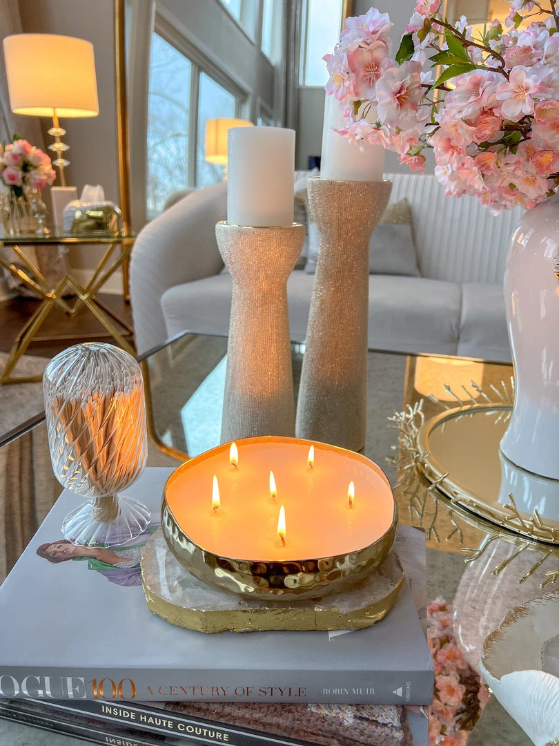 Inspire Me! Home Decor Gold 6 Wick Hammered Candle 3 Inspire Me! Home Decor Gold 6 Wick Hammered Candle