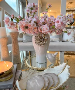 Inspire Me! Home Decor White Ginger Jar With Large Gold Flower Detail (3 Sizes) 17 Inspire Me! Home Decor White Ginger Jar With Large Gold Flower Detail (3 Sizes)