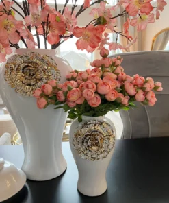 Inspire Me! Home Decor White Ginger Jar With Large Gold Flower Detail (3 Sizes) 16 Inspire Me! Home Decor White Ginger Jar With Large Gold Flower Detail (3 Sizes)