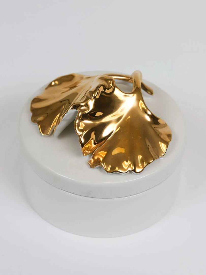 Inspire Me! Home Decor Gold Leaf And White Trinket Box 6 Inspire Me! Home Decor Gold Leaf And White Trinket Box