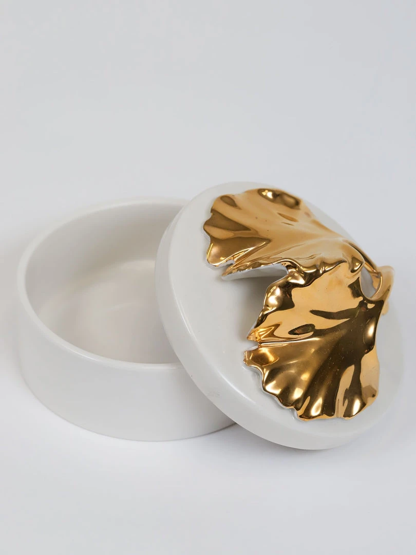 Inspire Me! Home Decor Gold Leaf And White Trinket Box 7 Inspire Me! Home Decor Gold Leaf And White Trinket Box