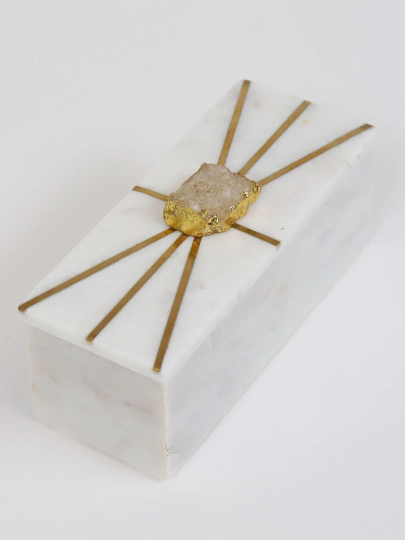 Inspire Me! Home Decor Marble Decorative Box With Gold Agate Handle 5 Inspire Me! Home Decor Marble Decorative Box With Gold Agate Handle