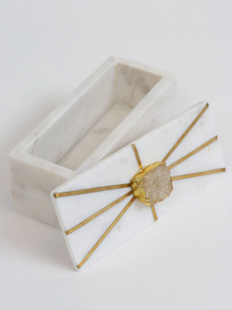 Inspire Me! Home Decor Marble Decorative Box With Gold Agate Handle 4 Inspire Me! Home Decor Marble Decorative Box With Gold Agate Handle