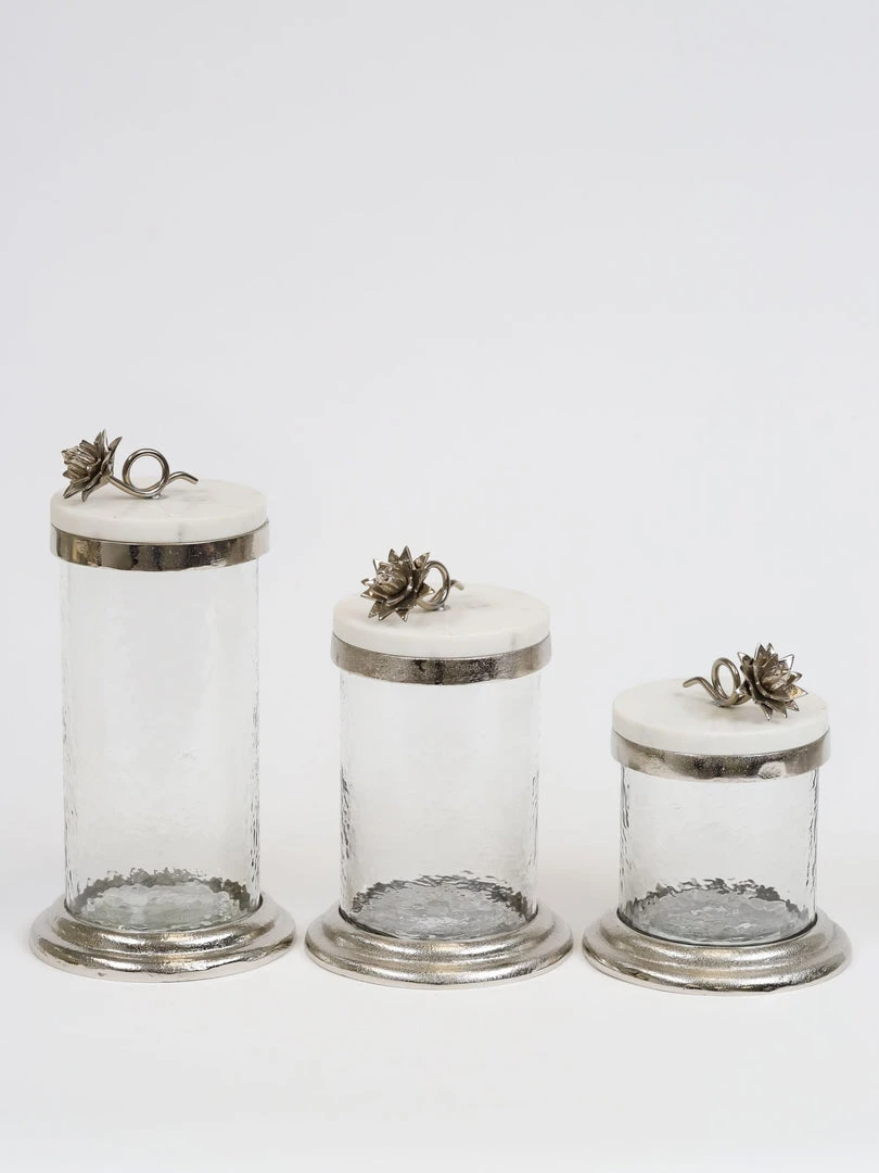 Inspire Me! Home Decor Gold Or Silver Canisters With Floral Lotus Lid (2 Colors) 17 Inspire Me! Home Decor Gold Or Silver Canisters With Floral Lotus Lid (2 Colors)