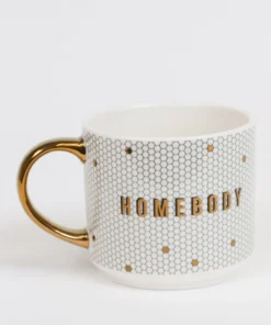 Inspire Me! Home Decor "Homebody" Gold & White Tile Mug