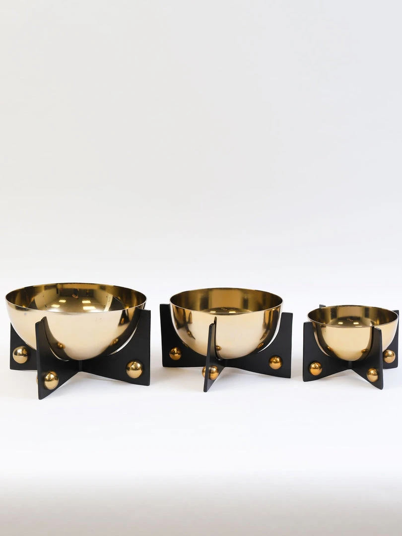 Inspire Me! Home Decor Gold Metal Bowl With Black Base (3 Sizes) 5 Inspire Me! Home Decor Gold Metal Bowl With Black Base (3 Sizes)