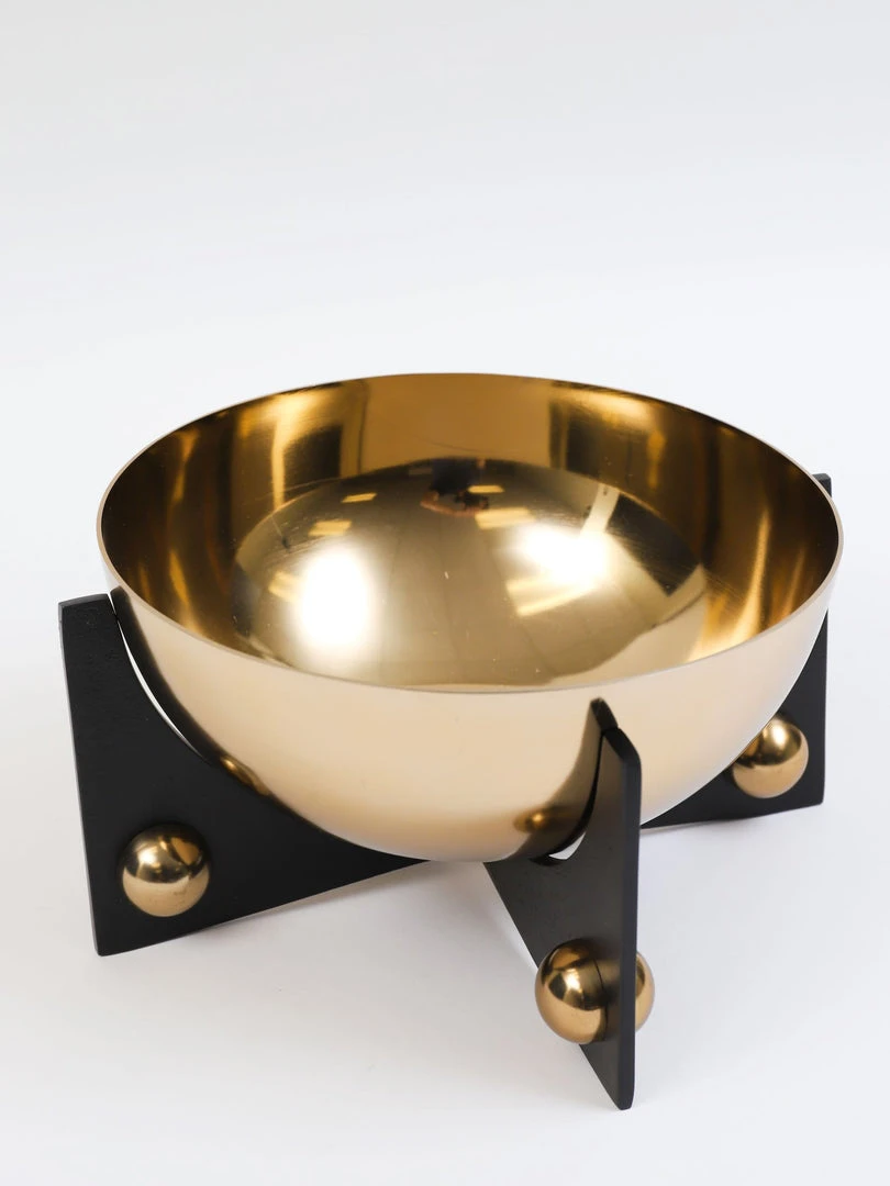 Inspire Me! Home Decor Gold Metal Bowl With Black Base (3 Sizes) 4 Inspire Me! Home Decor Gold Metal Bowl With Black Base (3 Sizes)