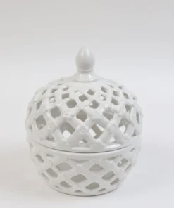 Inspire Me! Home Decor White Latticework Lidded Jar (2 Sizes) KITCHEN 9 Inspire Me! Home Decor White Latticework Lidded Jar (2 Sizes) KITCHEN