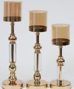 Inspire Me! Home Decor Classic Elegant Hurricane Candle Sticks (Set Of 3)
