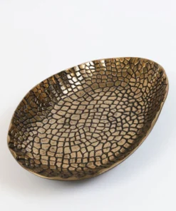 Inspire Me! Home Decor Metal Tray With Gold And Black Crocodile Print