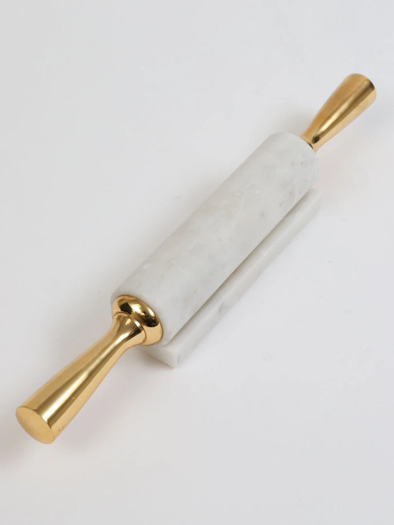 Inspire Me! Home Decor Distressed Gold Handle Marble Decorative Rolling Pin 4 Inspire Me! Home Decor Distressed Gold Handle Marble Decorative Rolling Pin