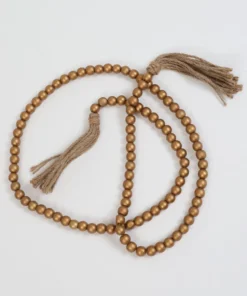 Inspire Me! Home Decor Gold Beaded Garland With Rope Tassel Ends