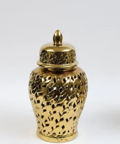 Inspire Me! Home Decor Gold Leaf Pattern Ginger Jar (2 Sizes)