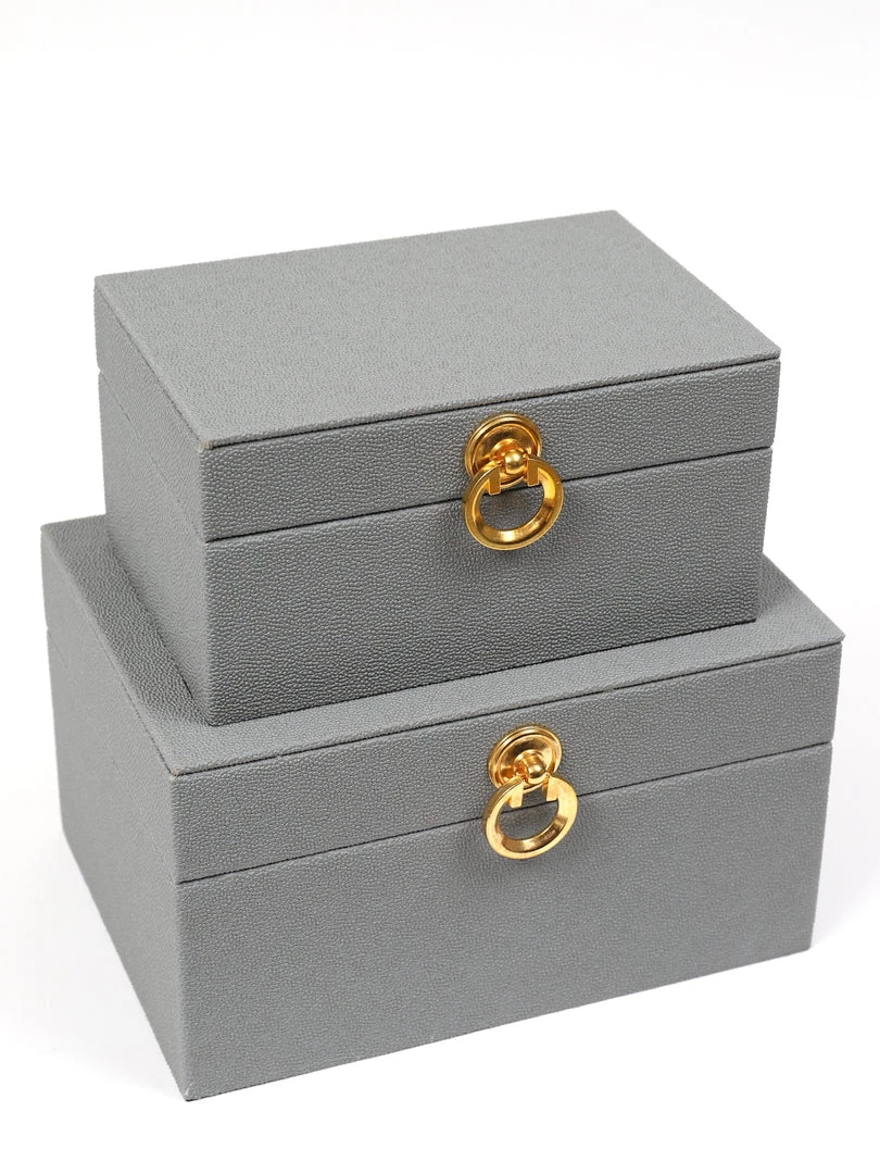 Inspire Me! Home Decor Set Of 2 Faux Leather Boxes W/ Gold Accent (2 Colors) 6 Inspire Me! Home Decor Set Of 2 Faux Leather Boxes W/ Gold Accent (2 Colors)