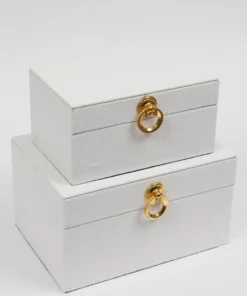 Inspire Me! Home Decor Set Of 2 Faux Leather Boxes W/ Gold Accent (2 Colors)