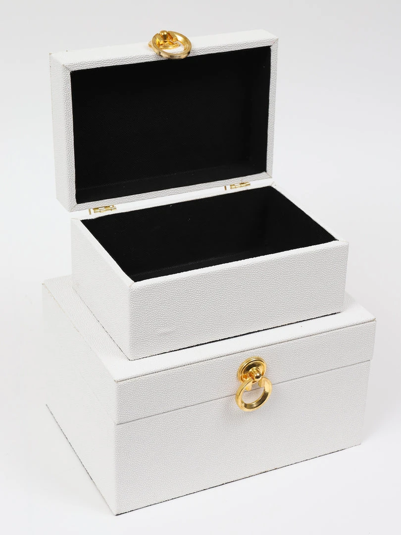 Inspire Me! Home Decor Set Of 2 Faux Leather Boxes W/ Gold Accent (2 Colors) 7 Inspire Me! Home Decor Set Of 2 Faux Leather Boxes W/ Gold Accent (2 Colors)