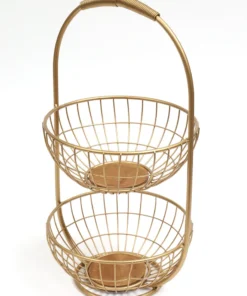 Inspire Me! Home Decor Gold Metal Two Tier Storage Basket
