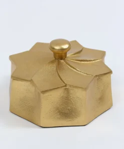 Inspire Me! Home Decor Golden Flower Decorative Box With Lid